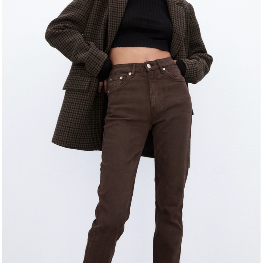 NWT Zara brown chocolate split slim jeans high rise